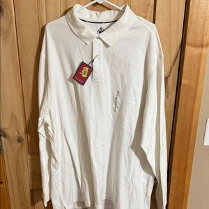 RTY Trademark White Long Sleeve Polo Shirt New With Tags